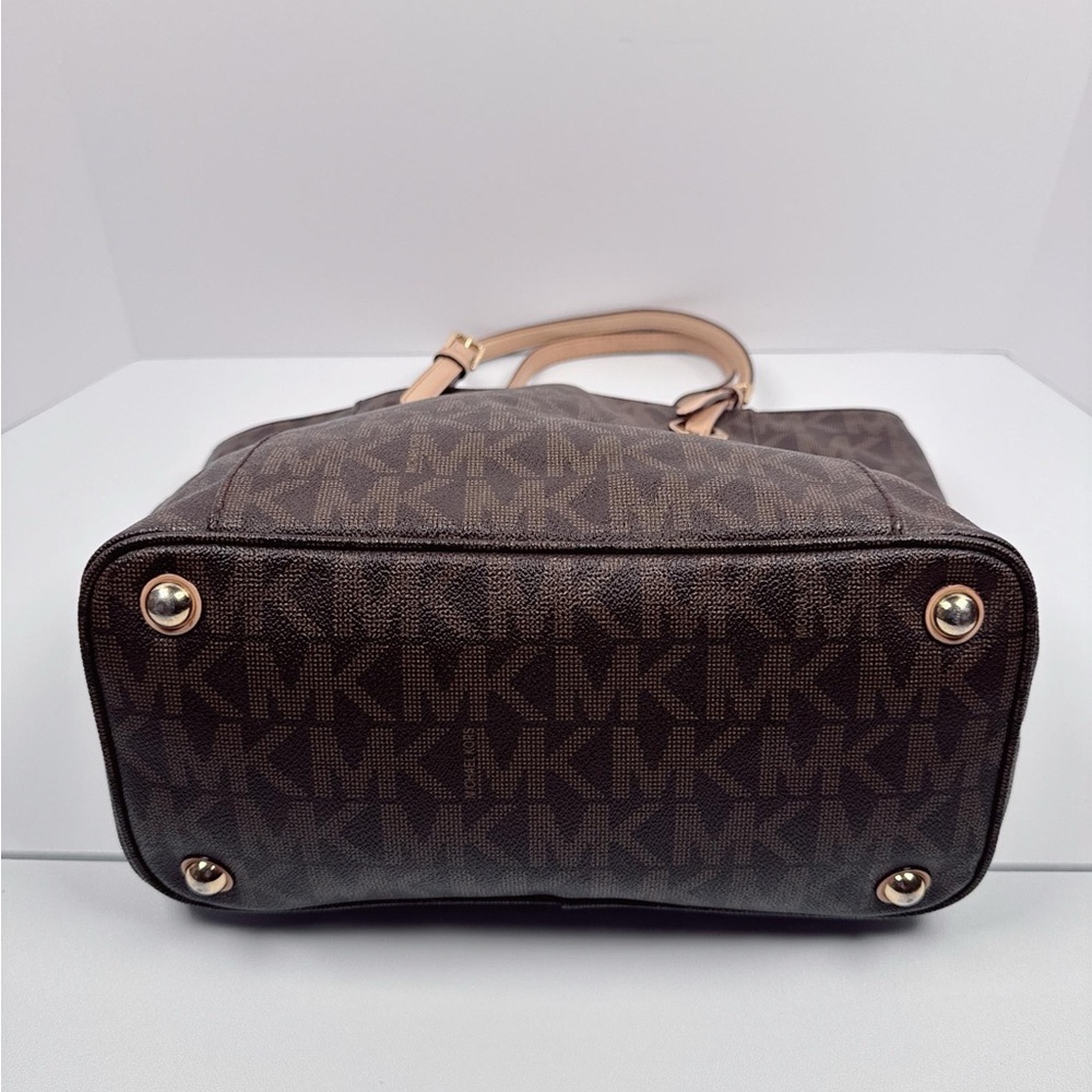 Michael Kors Charlotte Top Zip Tote  Signature Shoulder Bag /Brown - Picture 5 of 10